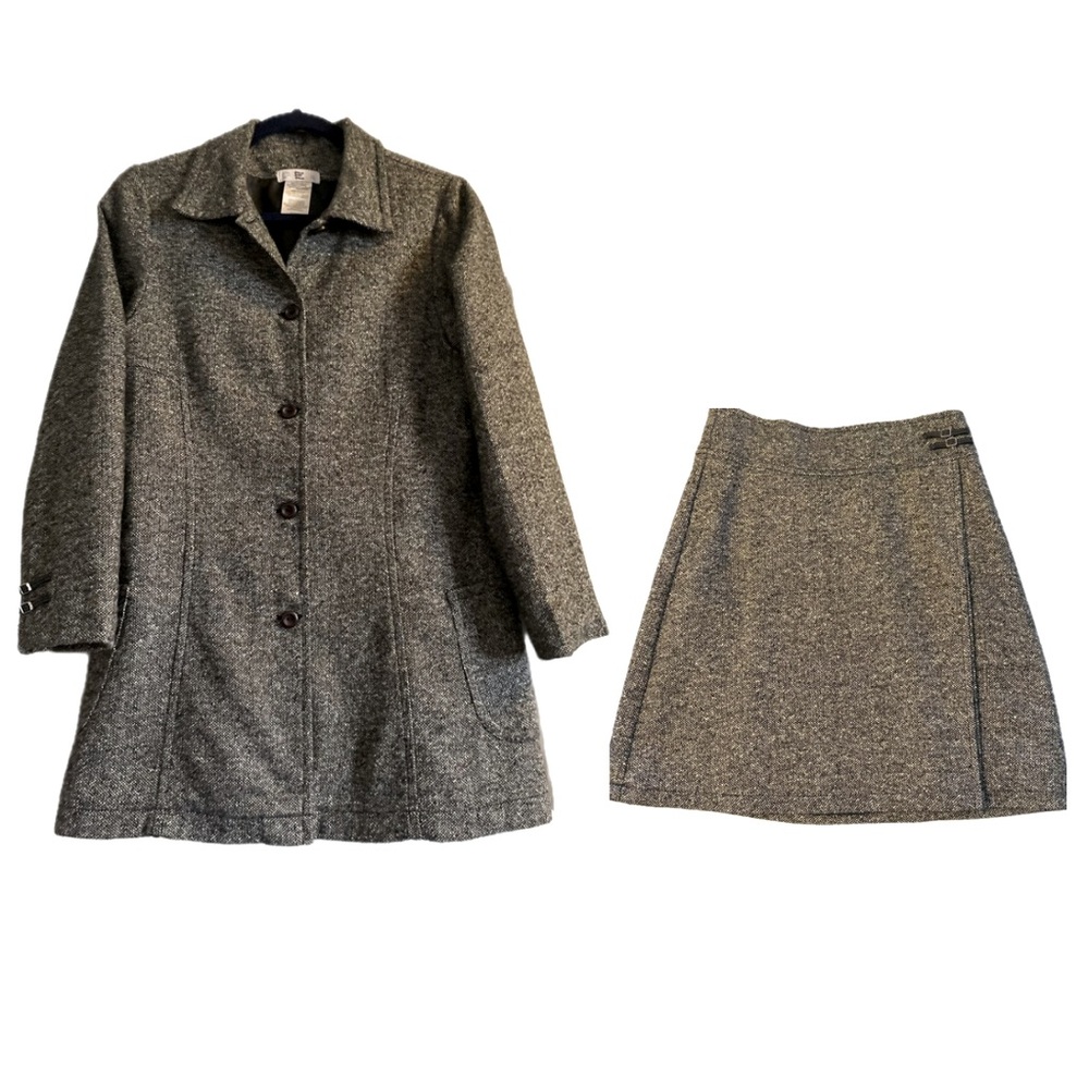 Girls Size 14 Deux Par Deux Matching Textured Mod Coat Skirt Set